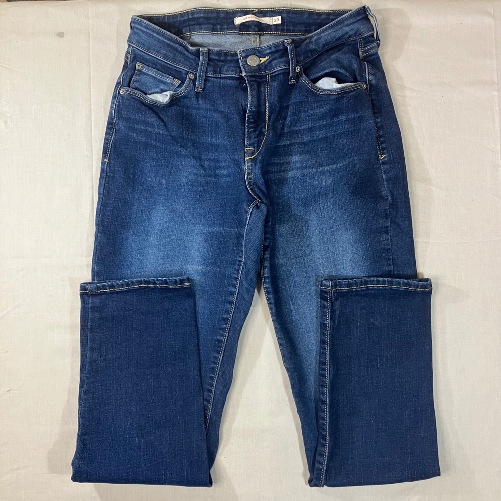 Levis 58575-0166 Mid Rise Skinny Jeans Womens 29 Dark Wash Blue Denim 8S 29x28